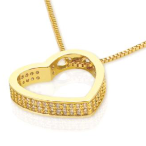 Shine Bright with our 18K Gold Plated Heart Pendant with Cubic Zirconia - Sterling Silver Beauty!