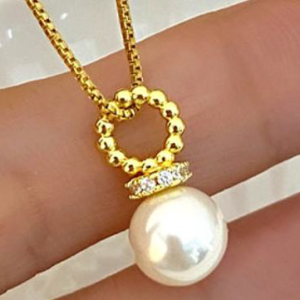 Enhance Your Style with a Radiant Pearl and Cubic Zirconia Gold Plated Necklace