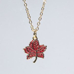Red Brass Canadian Maple Leaf Pendant - Unique Autumn Jewelry