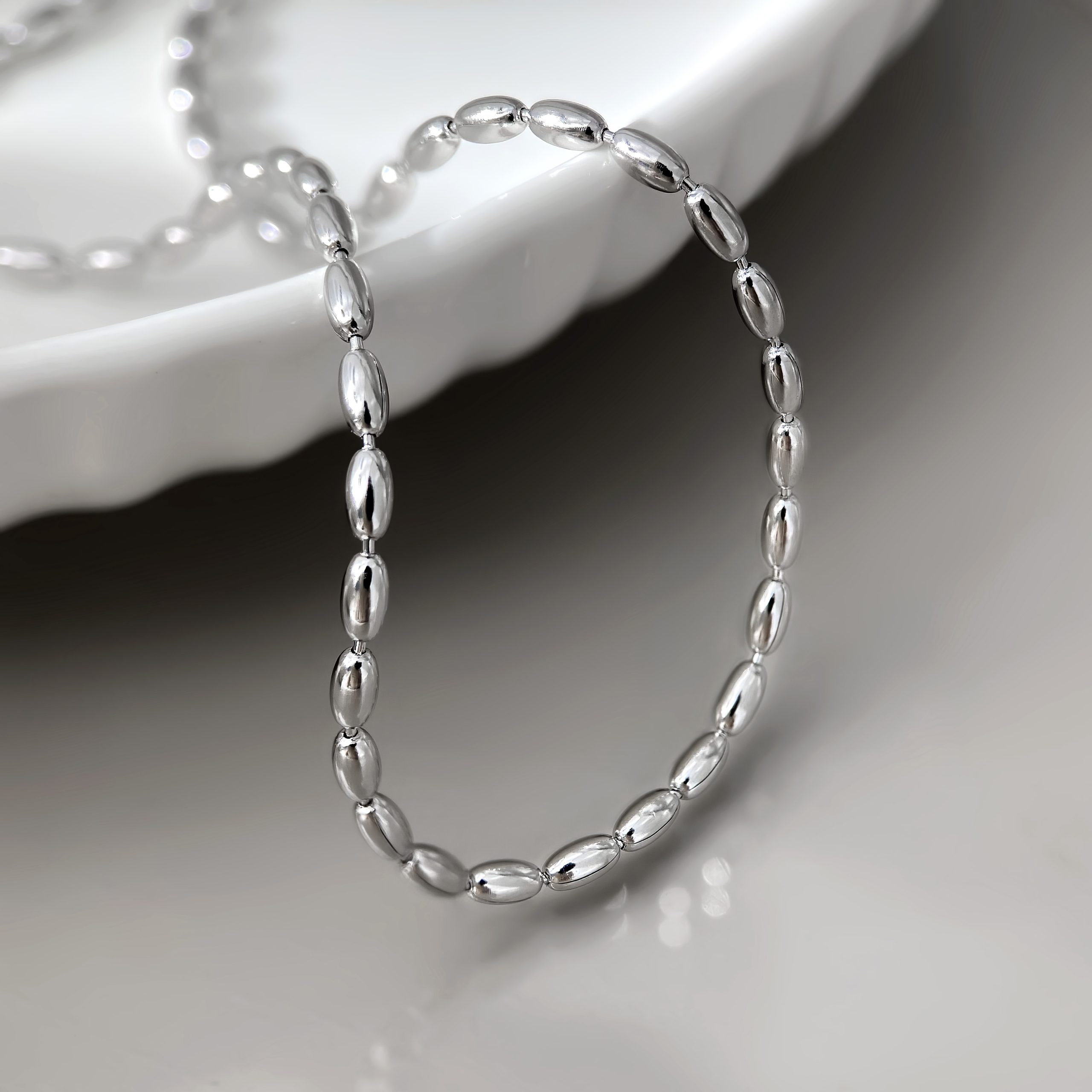Silver Beaded Chain - Elegant Sterling Silver Necklace & Jewelry for Women