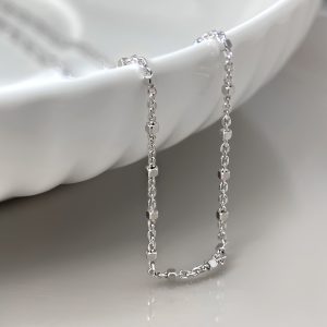 Faceted Bead-Like Silver Chain - Elegant Sterling Silver Necklace Jewelry