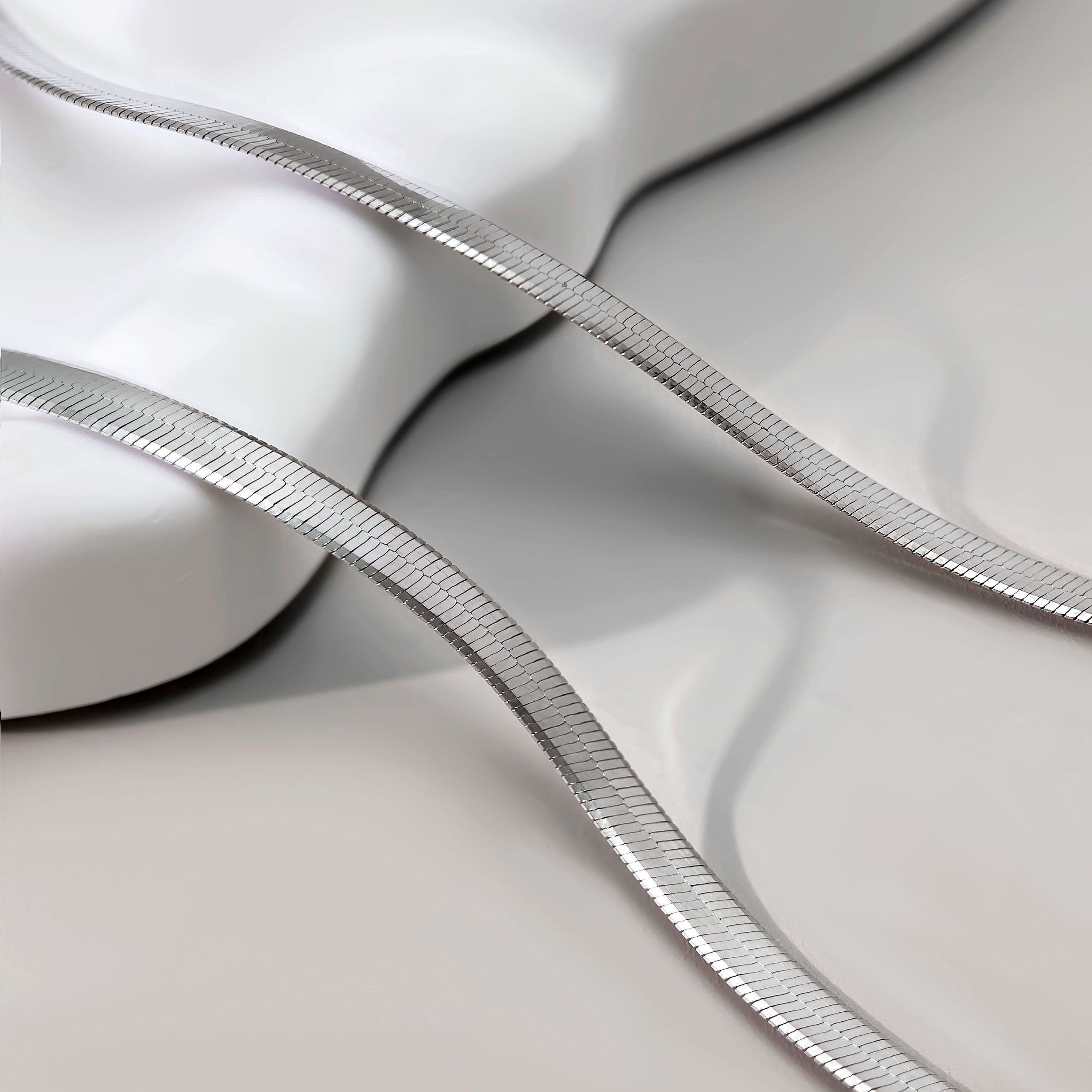 Silver Herringbone Chain - Elegant Sterling Silver Necklace for Women & Men