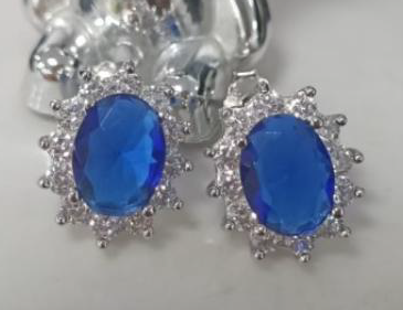 White Gold Plated Blue Cubic Zirconia Earrings