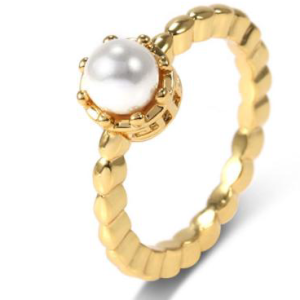 Gold-Plated Pearl Ring for Women - Elegant White Pearl Jewelry
