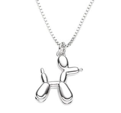 Balloon Dog Silver Pendant - Playful Modern Jewelry, Unique Gift for Women