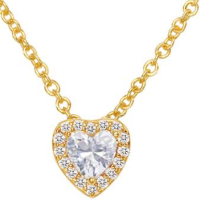 Gold-Plated Heart Pendant with CZ Halo - Sparkly Romantic Necklace, Premium Jewelry Gift