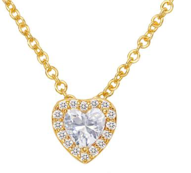 Gold-Plated Heart Pendant with CZ Halo - Sparkly Romantic Necklace, Premium Jewelry Gift