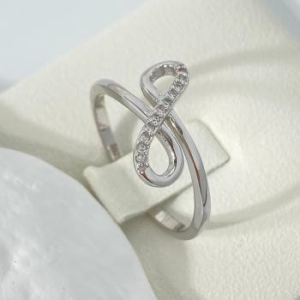 Silver Infinity Ring with Pave CZ - Elegant, Symbolic, Timeless Jewelry Gift for Women