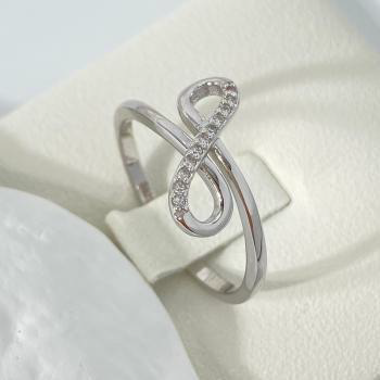 Silver Infinity Ring with Pave CZ - Elegant, Symbolic, Timeless Jewelry Gift for Women