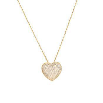 Gold Heart Necklace - Textured Gold Plated Silver Heart Pendant, Minimalist & Elegant Women's Jewelry, Dainty Romantic Necklace