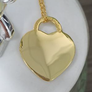 Gold Plated Silver Heart Necklace - Minimalist Smooth Heart Pendant, Classic Polished Gold Necklace for Women