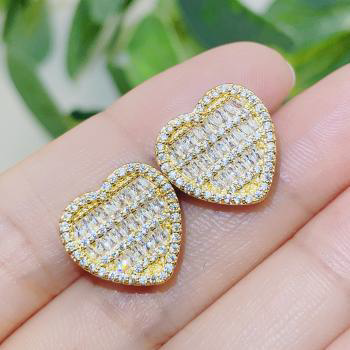 Gold Plated Heart Earrings - Cubic Zirconia Heart Studs for Women - Dainty Gold Earrings Jewelry