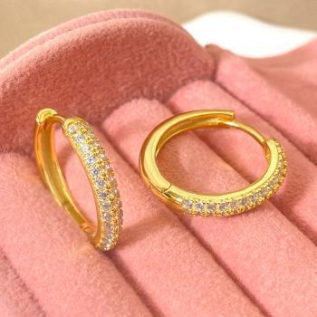 Gold Plated Huggie Earrings - Small Cubic Zirconia Hoop Earrings for Women | Dainty Gold Plated Hoops