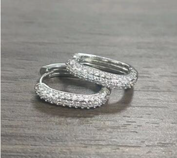 Silver Huggie Earrings - White Gold Plated Cubic Zirconia Huggies for Women, Hypoallergenic Jewelry