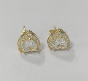 Gold Plated Halo Heart Earrings - Elegant Women's Jewelry, Dainty Gift Ideas